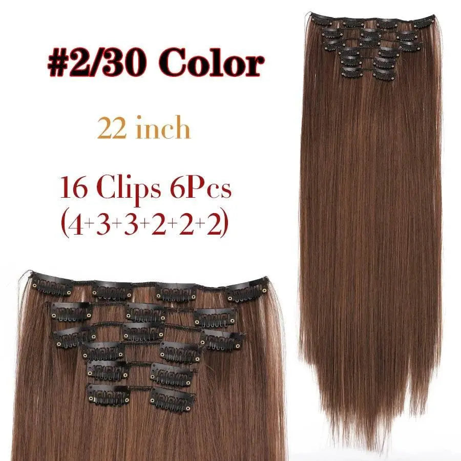 Leeons Synthetic Hair Curly Clip In Wig Extension 16 Clips In Hair Extension Hair Pieces Fake Hair Extension Synthetic 49 Colors - ACHETE LTD