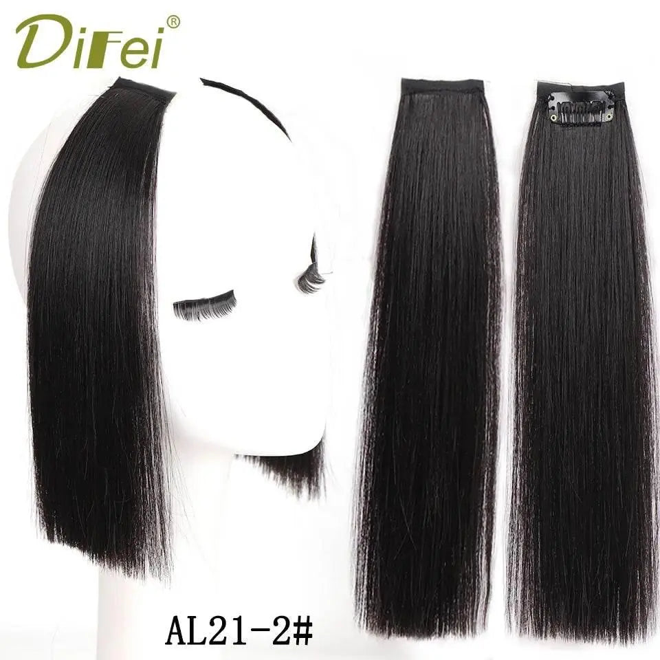 DIFEI Synthetic Natural Hair Pads Invisible Seamless Hair Extension Clip In Hair Extension Lining of Hair Top Side Cover Hair - ACHETE LTD