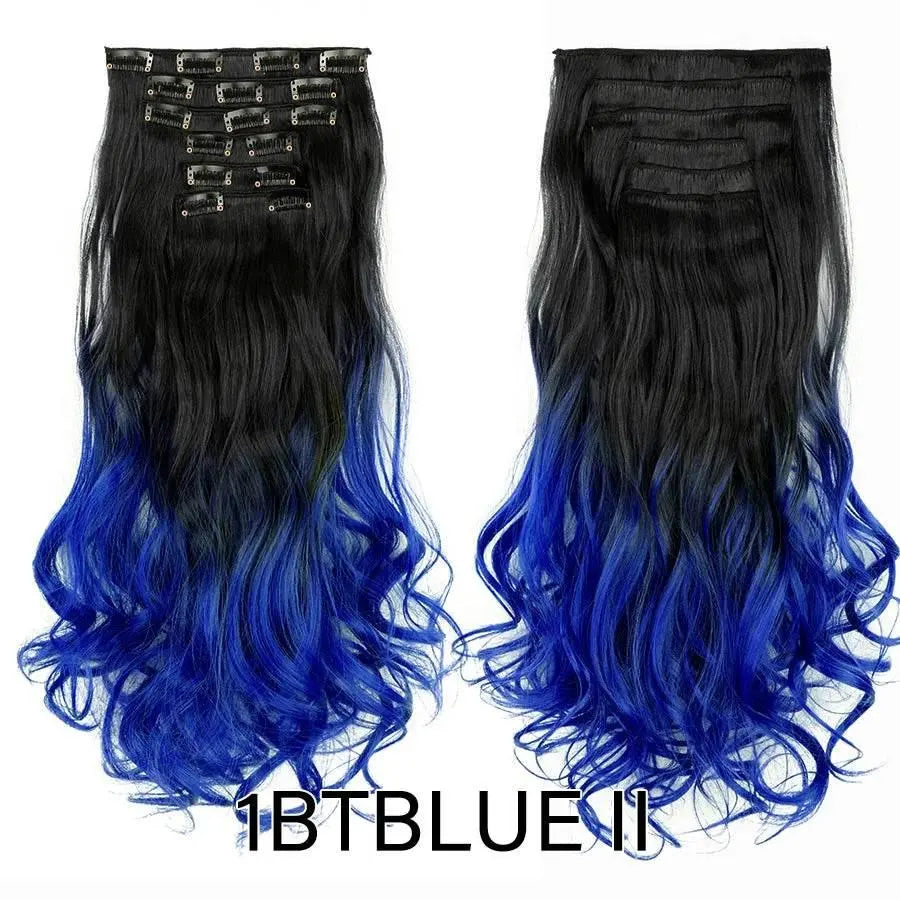 Leeons Synthetic Hair Curly Clip In Wig Extension 16 Clips In Hair Extension Hair Pieces Fake Hair Extension Synthetic 49 Colors - ACHETE LTD