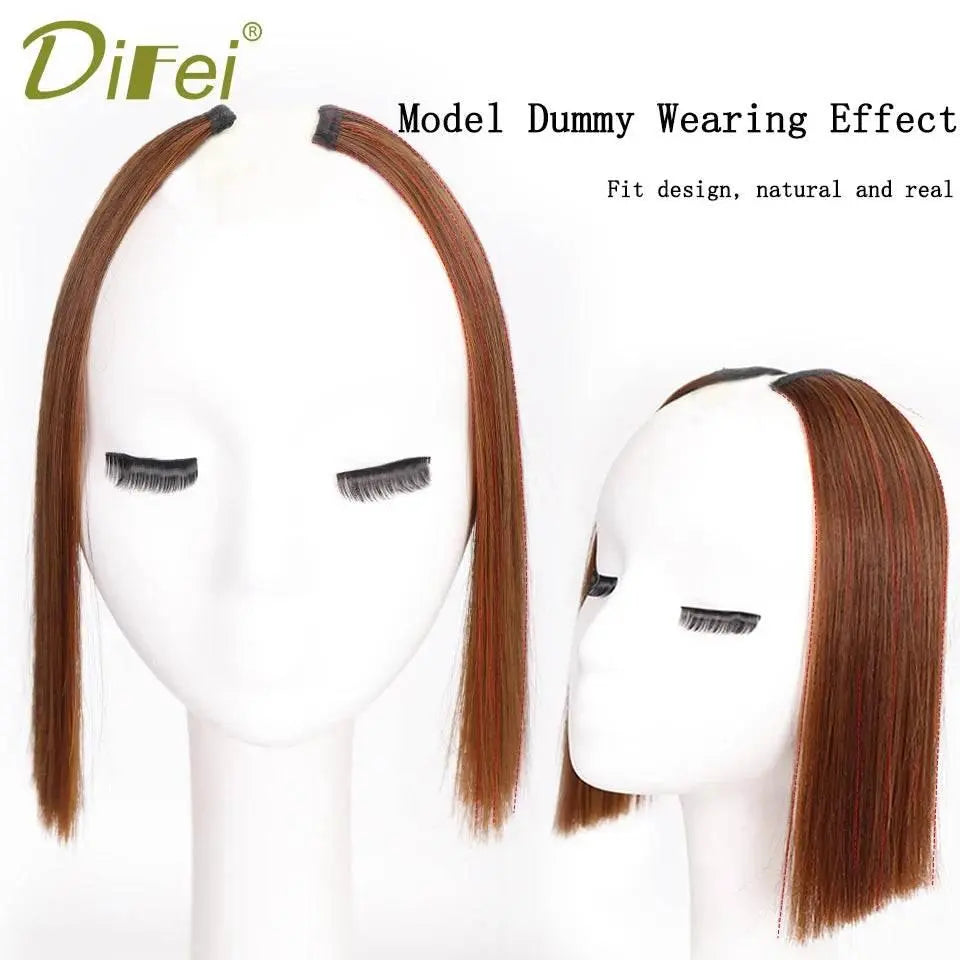 DIFEI Synthetic Natural Hair Pads Invisible Seamless Hair Extension Clip In Hair Extension Lining of Hair Top Side Cover Hair - ACHETE LTD