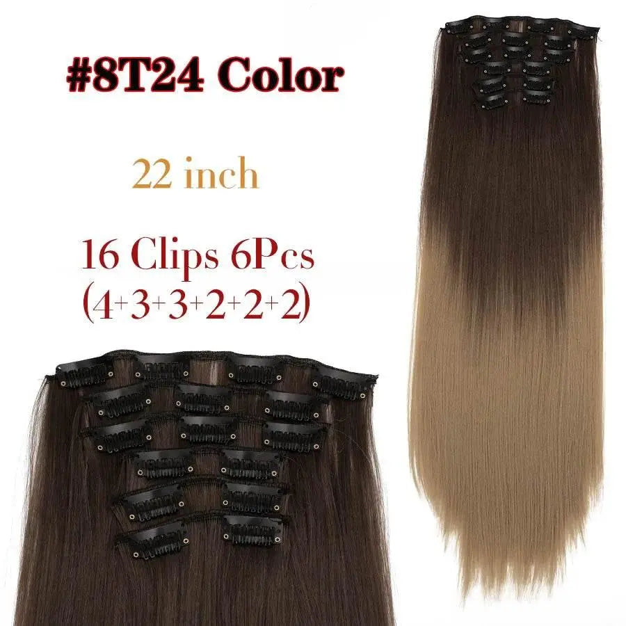 Leeons Synthetic Hair Curly Clip In Wig Extension 16 Clips In Hair Extension Hair Pieces Fake Hair Extension Synthetic 49 Colors - ACHETE LTD