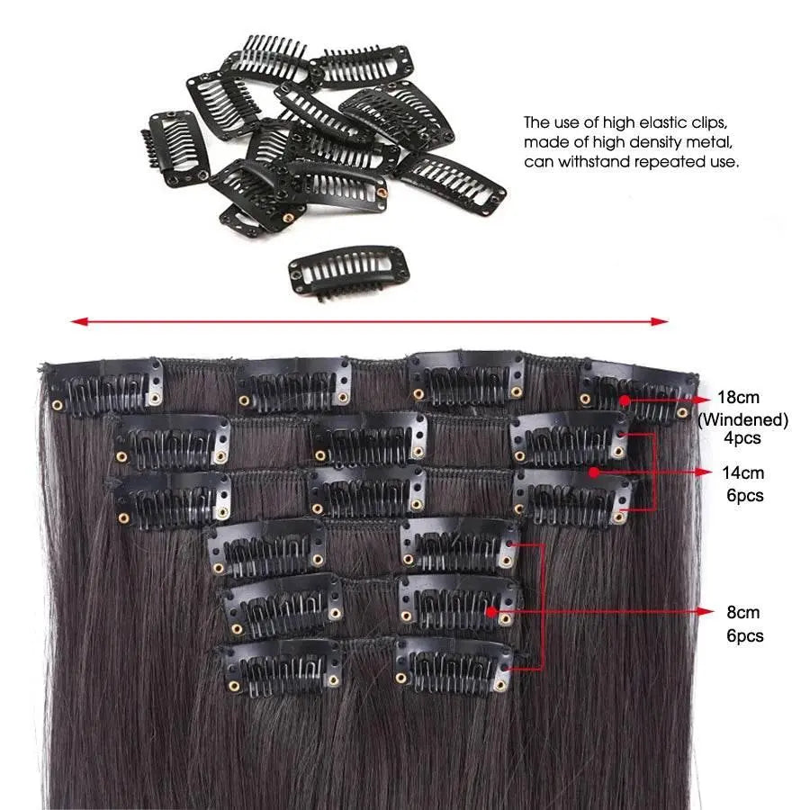 Leeons Synthetic Hair Curly Clip In Wig Extension 16 Clips In Hair Extension Hair Pieces Fake Hair Extension Synthetic 49 Colors - ACHETE LTD