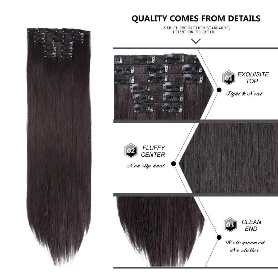 Leeons Synthetic Hair Curly Clip In Wig Extension 16 Clips In Hair Extension Hair Pieces Fake Hair Extension Synthetic 49 Colors - ACHETE LTD