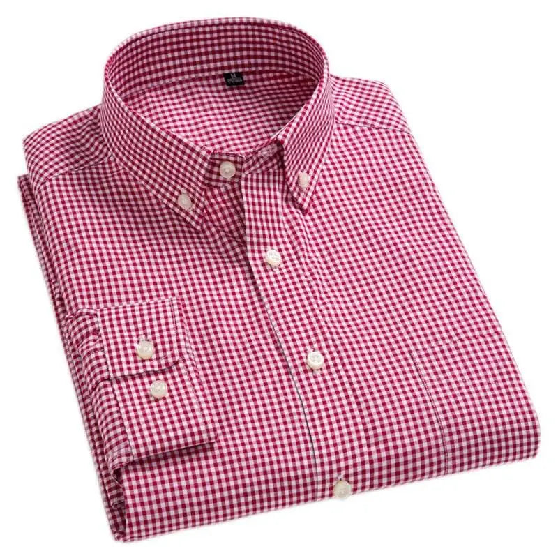 New Arrival Men's Oxford Wash and Wear Plaid Shirts 100% Cotton Casual Shirts High Quality Fashion Design Men's Dress Shirts - ACHETE LTD