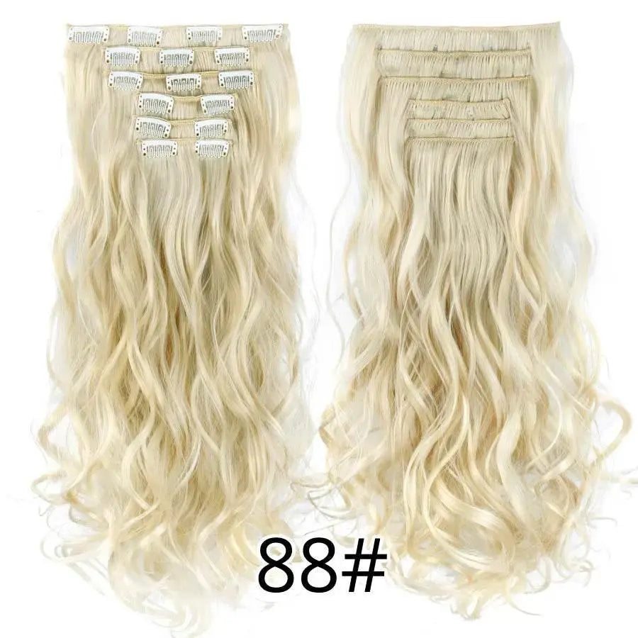 Leeons Synthetic Hair Curly Clip In Wig Extension 16 Clips In Hair Extension Hair Pieces Fake Hair Extension Synthetic 49 Colors - ACHETE LTD