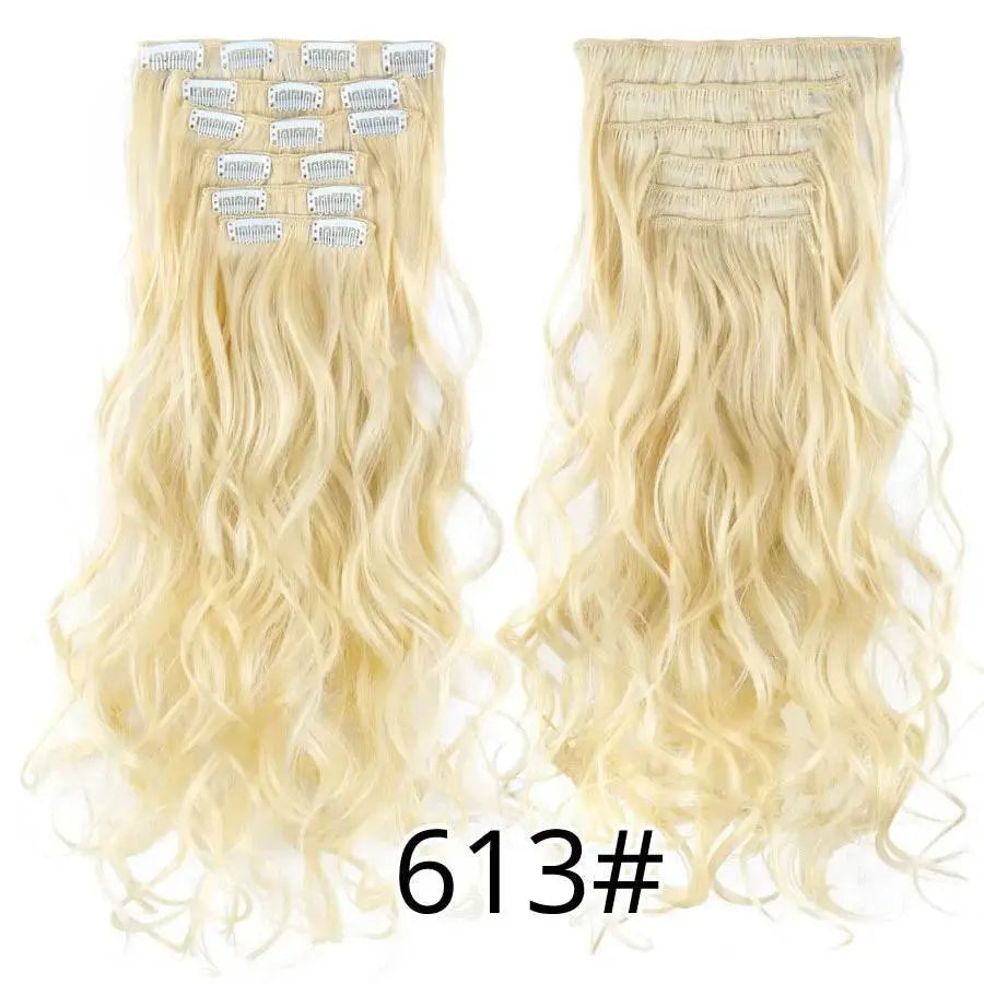 Leeons Synthetic Hair Curly Clip In Wig Extension 16 Clips In Hair Extension Hair Pieces Fake Hair Extension Synthetic 49 Colors - ACHETE LTD