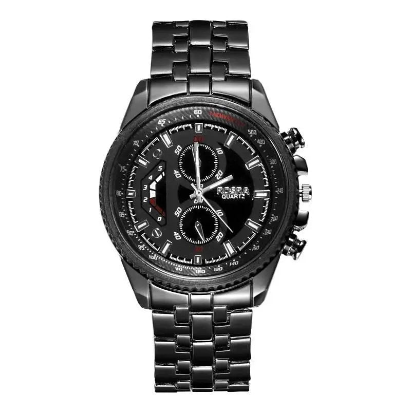ROSRA Watches Men Sports Watches Black Stainless Steel Quartz Wristwatches Men Military Watches Relogio Masculino horloge mannen - ACHETE LTD