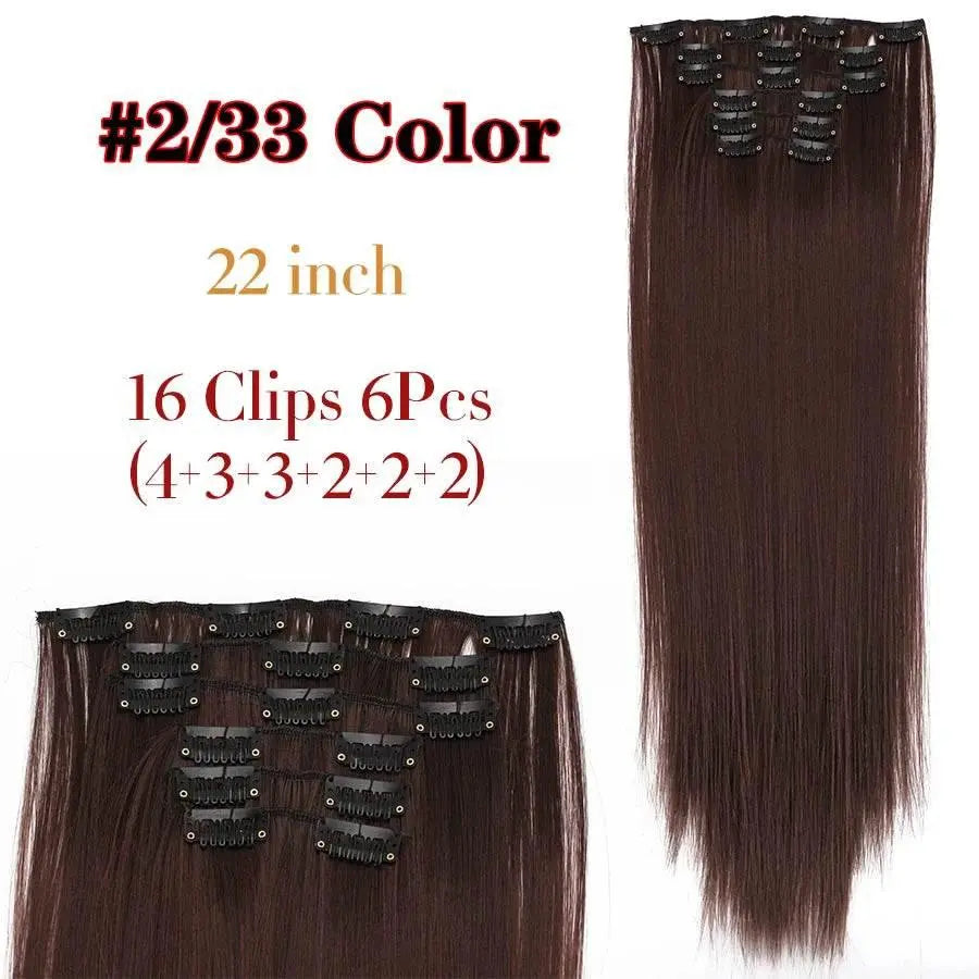 Leeons Synthetic Hair Curly Clip In Wig Extension 16 Clips In Hair Extension Hair Pieces Fake Hair Extension Synthetic 49 Colors - ACHETE LTD
