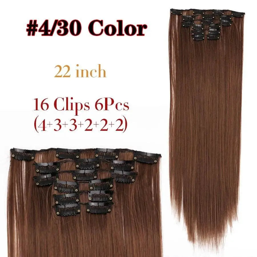 Leeons Synthetic Hair Curly Clip In Wig Extension 16 Clips In Hair Extension Hair Pieces Fake Hair Extension Synthetic 49 Colors - ACHETE LTD
