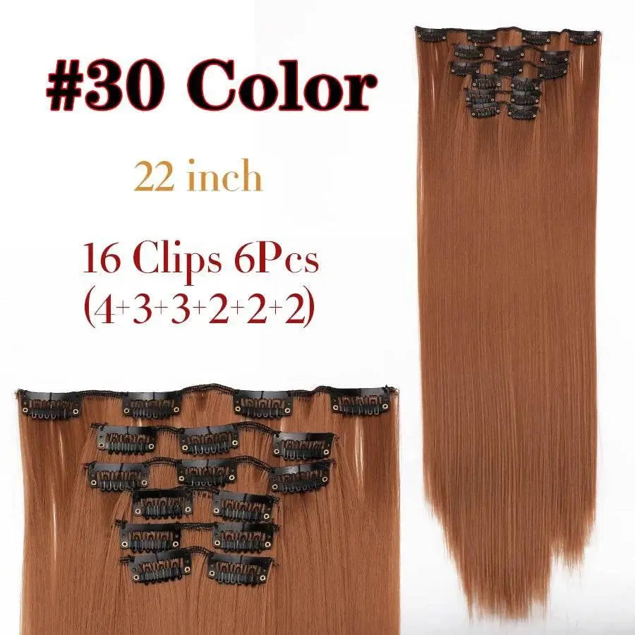 Leeons Synthetic Hair Curly Clip In Wig Extension 16 Clips In Hair Extension Hair Pieces Fake Hair Extension Synthetic 49 Colors - ACHETE LTD