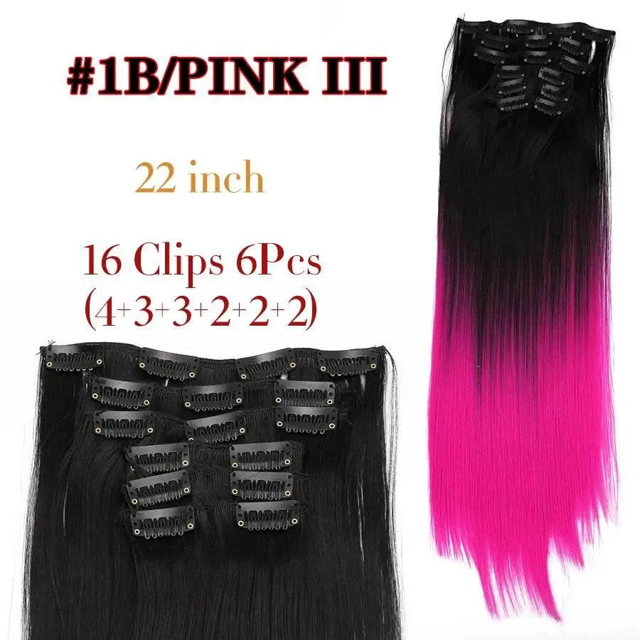 Leeons Synthetic Hair Curly Clip In Wig Extension 16 Clips In Hair Extension Hair Pieces Fake Hair Extension Synthetic 49 Colors - ACHETE LTD