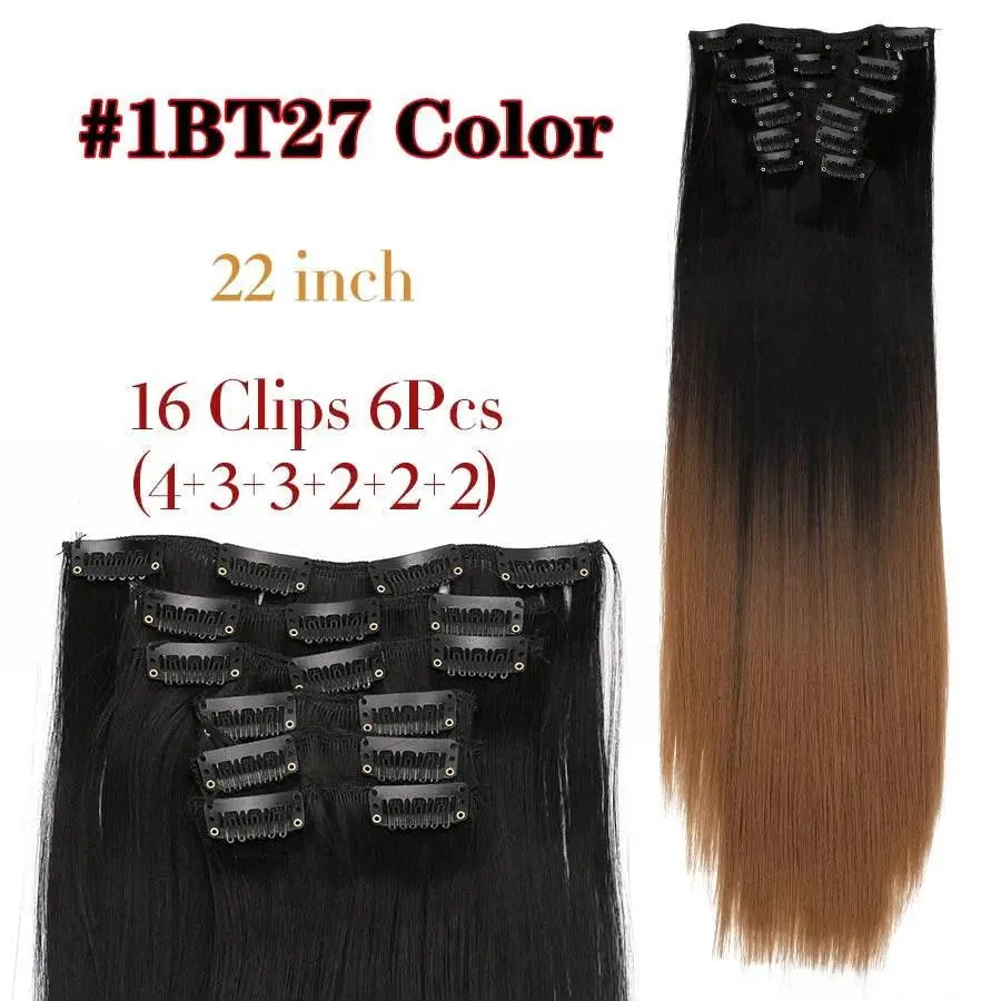 Leeons Synthetic Hair Curly Clip In Wig Extension 16 Clips In Hair Extension Hair Pieces Fake Hair Extension Synthetic 49 Colors - ACHETE LTD