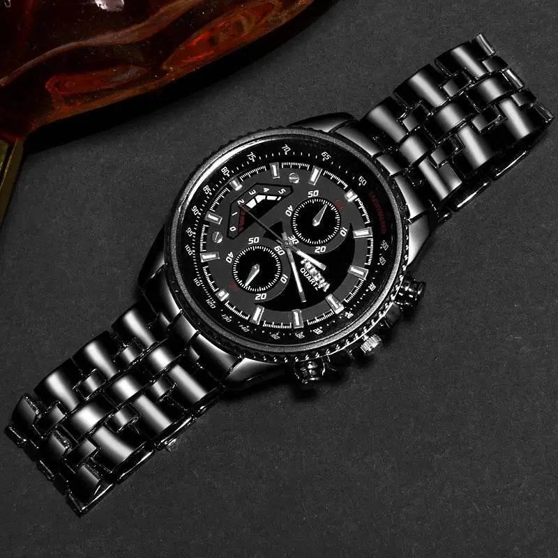 ROSRA Watches Men Sports Watches Black Stainless Steel Quartz Wristwatches Men Military Watches Relogio Masculino horloge mannen - ACHETE LTD
