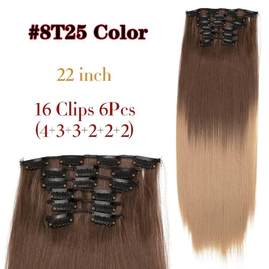 Leeons Synthetic Hair Curly Clip In Wig Extension 16 Clips In Hair Extension Hair Pieces Fake Hair Extension Synthetic 49 Colors - ACHETE LTD