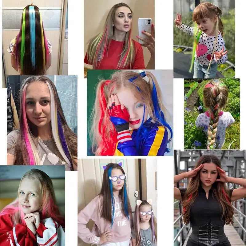 Alileader Clip On Hair Extension 57Color Ombre Straight Hair Extension Clip In Hairpieces High Temperature Faber Hair Pieces - ACHETE LTD