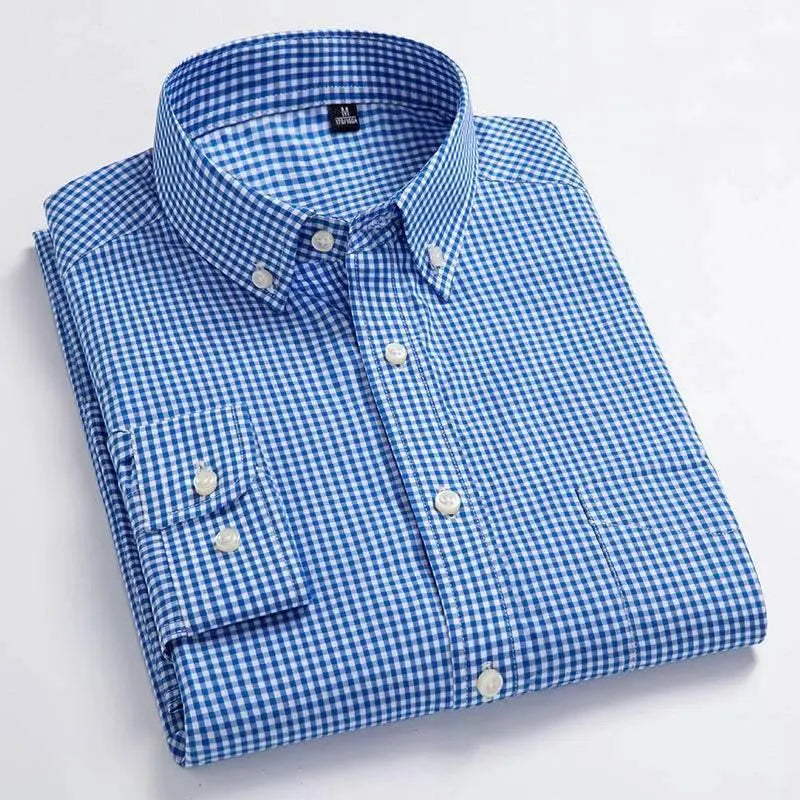 New Arrival Men's Oxford Wash and Wear Plaid Shirts 100% Cotton Casual Shirts High Quality Fashion Design Men's Dress Shirts - ACHETE LTD