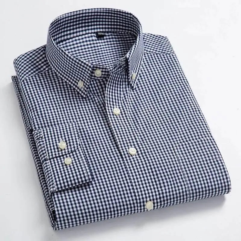 New Arrival Men's Oxford Wash and Wear Plaid Shirts 100% Cotton Casual Shirts High Quality Fashion Design Men's Dress Shirts - ACHETE LTD