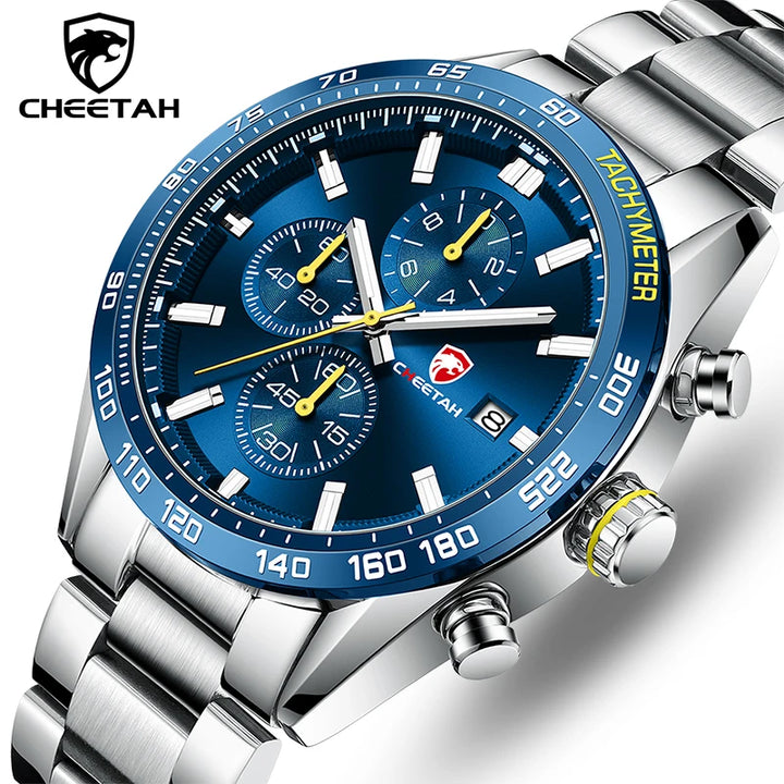 CHEETAH Watch Men Top Luxury Brand Stainless Steel Business Quartz Mens Watches Chronograph Casual Sport Wrist Watches for Men