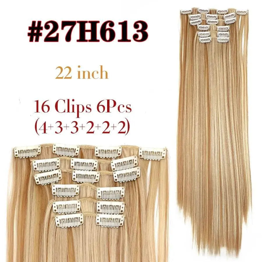Leeons Synthetic Hair Curly Clip In Wig Extension 16 Clips In Hair Extension Hair Pieces Fake Hair Extension Synthetic 49 Colors - ACHETE LTD