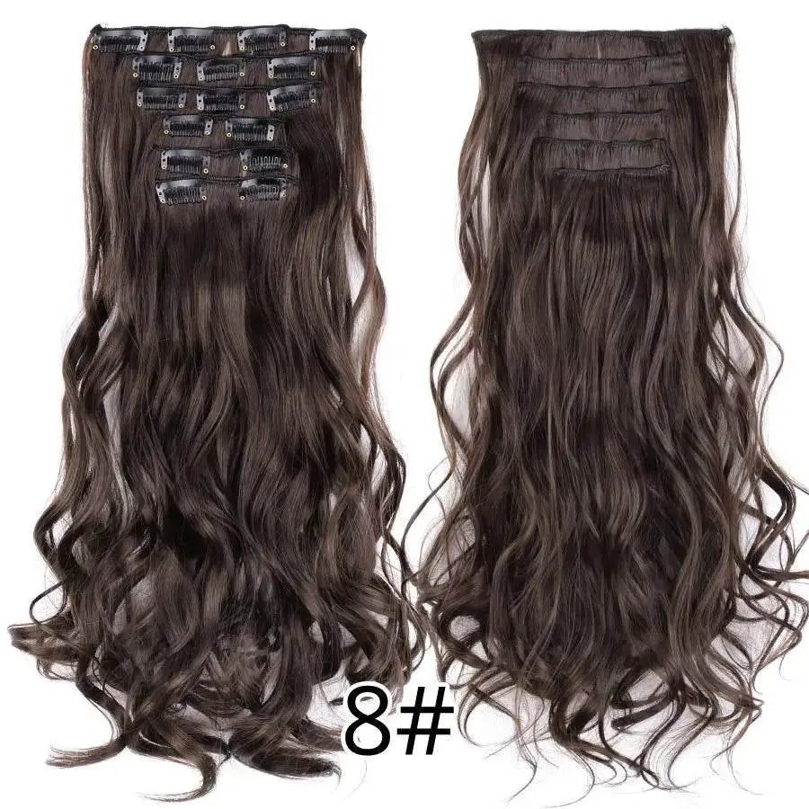Leeons Synthetic Hair Curly Clip In Wig Extension 16 Clips In Hair Extension Hair Pieces Fake Hair Extension Synthetic 49 Colors - ACHETE LTD