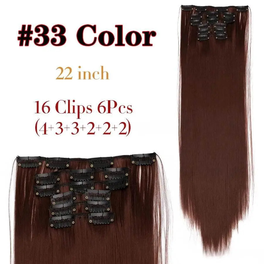 Leeons Synthetic Hair Curly Clip In Wig Extension 16 Clips In Hair Extension Hair Pieces Fake Hair Extension Synthetic 49 Colors - ACHETE LTD