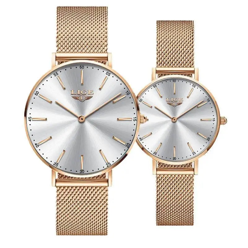 2021 LIGE Lover Watches Top Brand Luxury Ultra Thin Simple Couple Watches Couple Gift Quartz Wristwatches Fashion Paired Watches - ACHETE LTD
