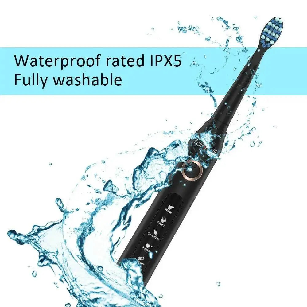 Fairywill Sonic Electric Toothbrush Ultra Sonic Fast USB Charger Waterproof IPX7 5-Mode Fairywill FW-507 with 3 Brush Head Gift - ACHETE LTD