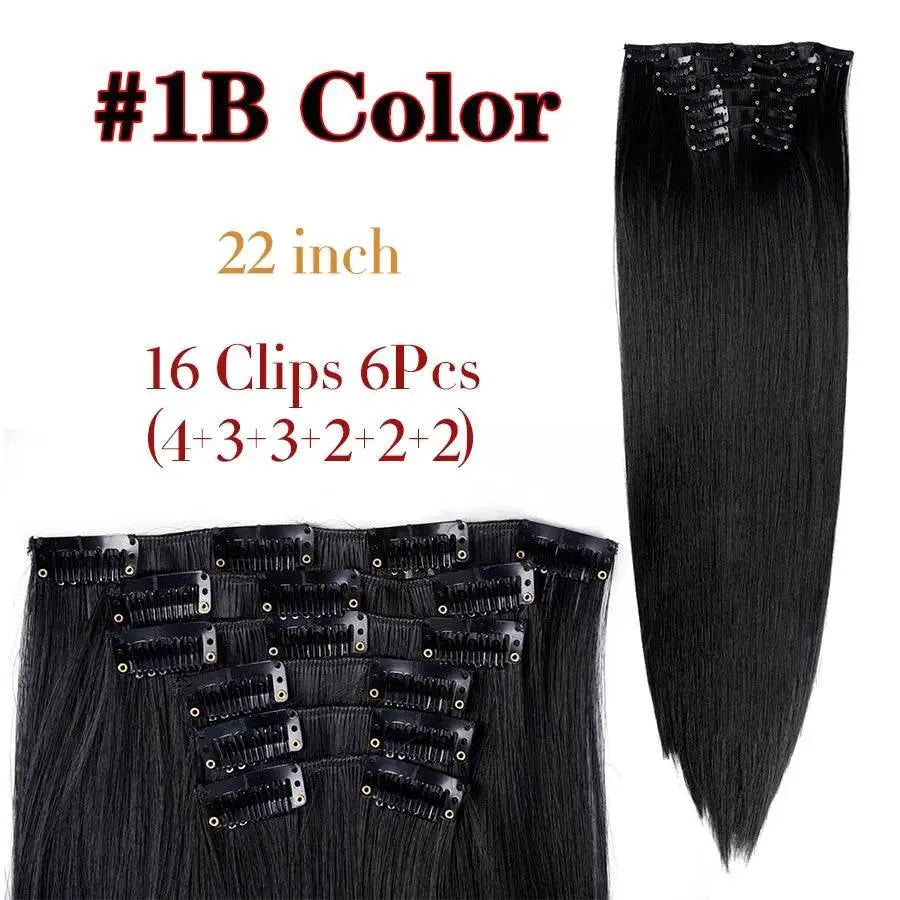 Leeons Synthetic Hair Curly Clip In Wig Extension 16 Clips In Hair Extension Hair Pieces Fake Hair Extension Synthetic 49 Colors - ACHETE LTD