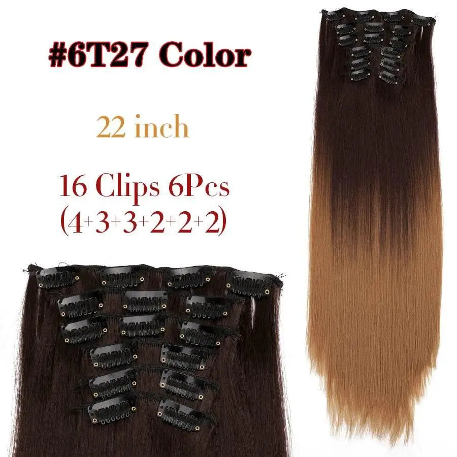 Leeons Synthetic Hair Curly Clip In Wig Extension 16 Clips In Hair Extension Hair Pieces Fake Hair Extension Synthetic 49 Colors - ACHETE LTD