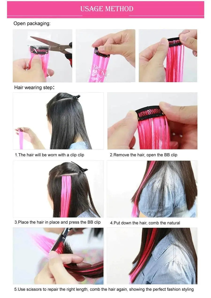 Alileader Clip On Hair Extension 57Color Ombre Straight Hair Extension Clip In Hairpieces High Temperature Faber Hair Pieces - ACHETE LTD