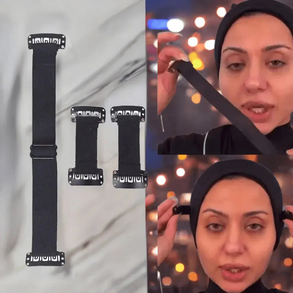Facelift Stretching Belt Head Bands with Clips Reusable Facial Lifting Bands Stretch Out Strap Adjustable Elastic Band for Hair - ACHETE LTD