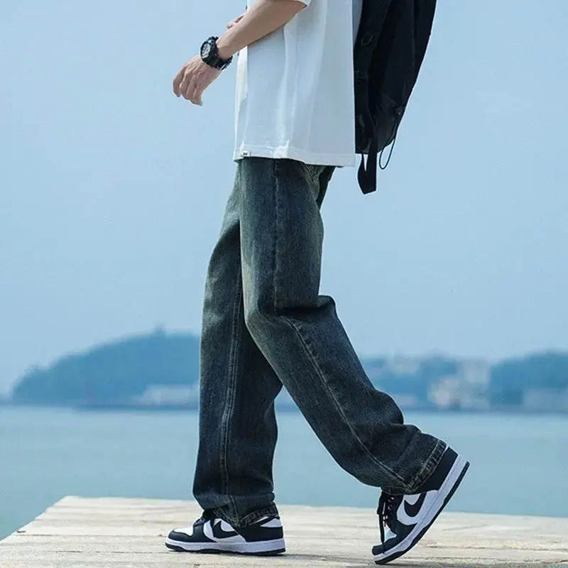 High Street Washed Jeans Men's Thin Loose Wide Leg Trousers Spring And Autumn Men's Casual Straight Pants Pantalon Homme Jean - ACHETE LTD