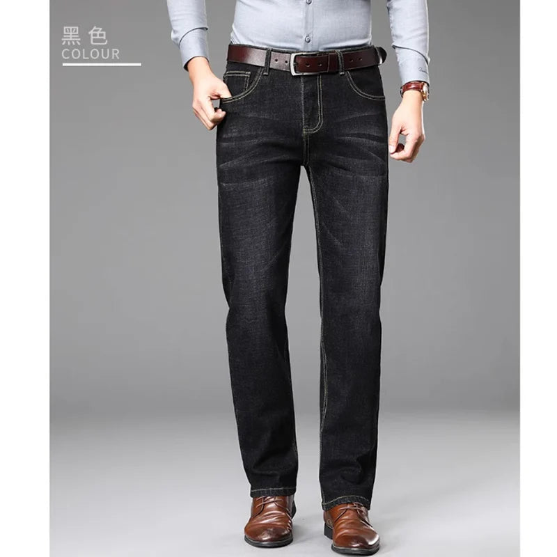 Thin Pants, Straight Blue Jeans, Slim Casual Work Pants Without Elasticity