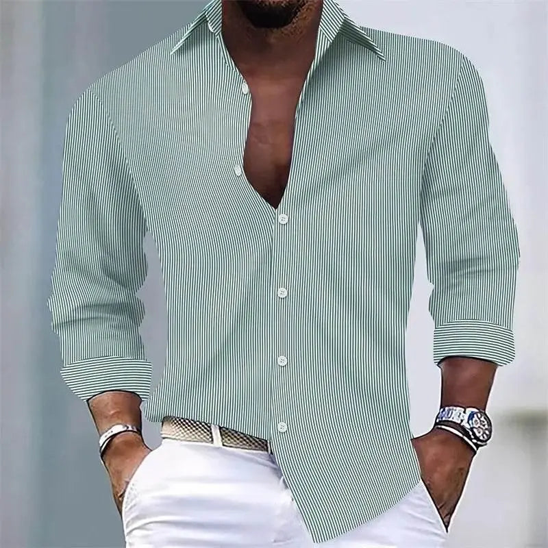 Men's Shirts Summer Shirts Casual Shirts Striped Shirts Button Lapel Black Pink Royal Blue Long Sleeves Holiday Everyday Wear - ACHETE LTD