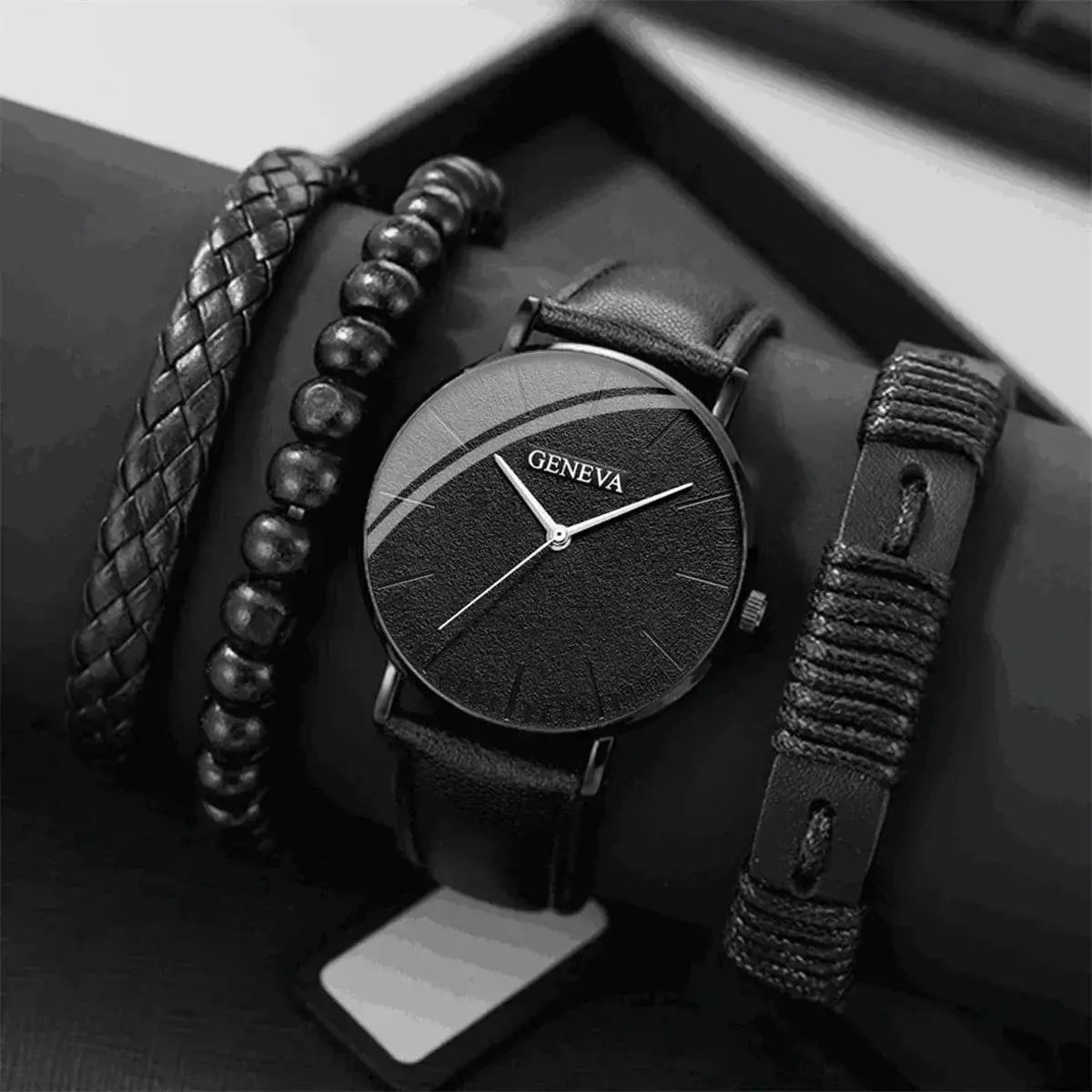 4Pcs Men Watch Set Fashion Business Quartz Watch for Men Casual Bracelet Watch Set Men Sports Watches Wristwatches Relogios Gift - ACHETE LTD