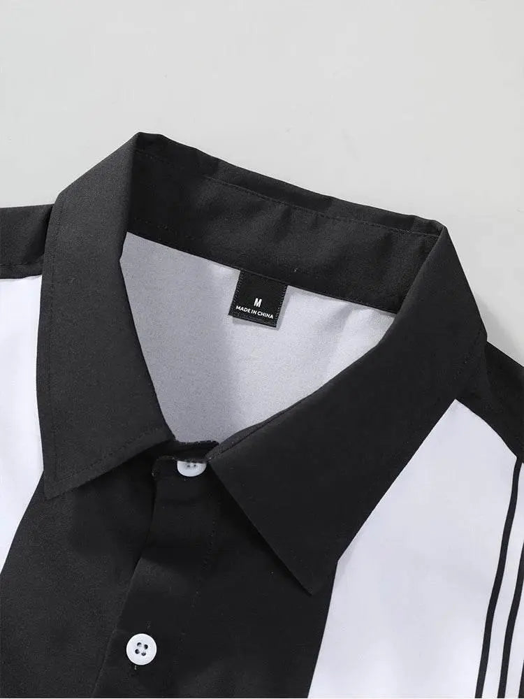 Men's Summer Casual Striped Printed Button Up Shirts Short Sleeved Button Down Shirts for Men Fashion Men's Summer Shirts - ACHETE LTD