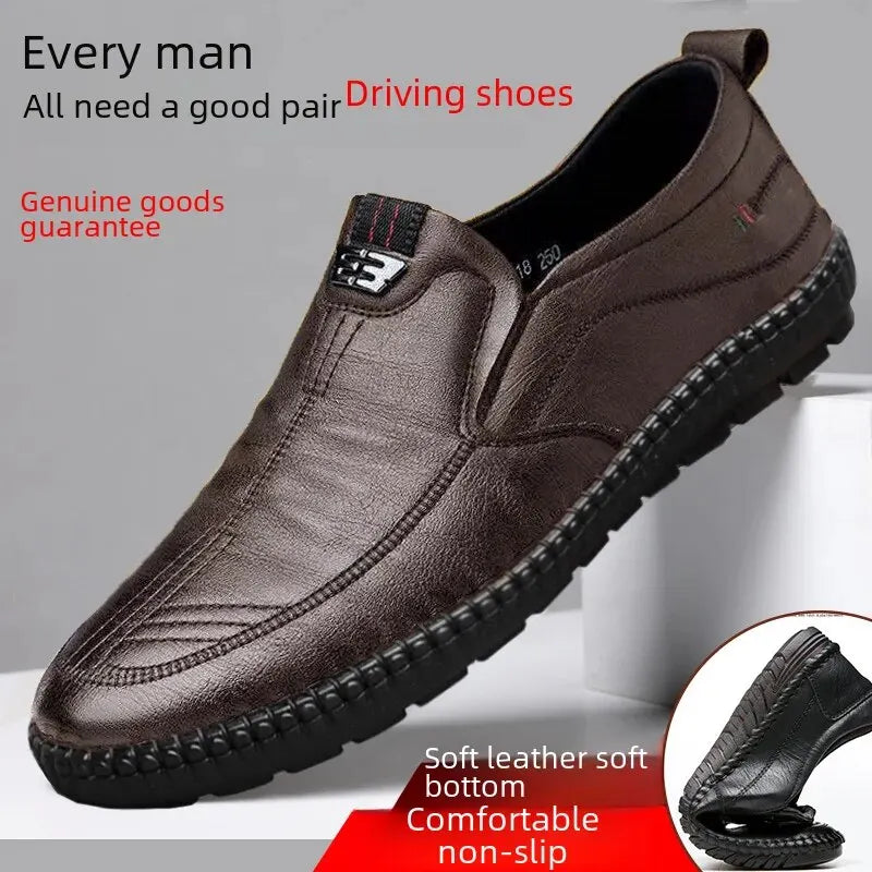 Premium Leather Casual Shoes for Middle-Aged Men - Versatile & Breathable