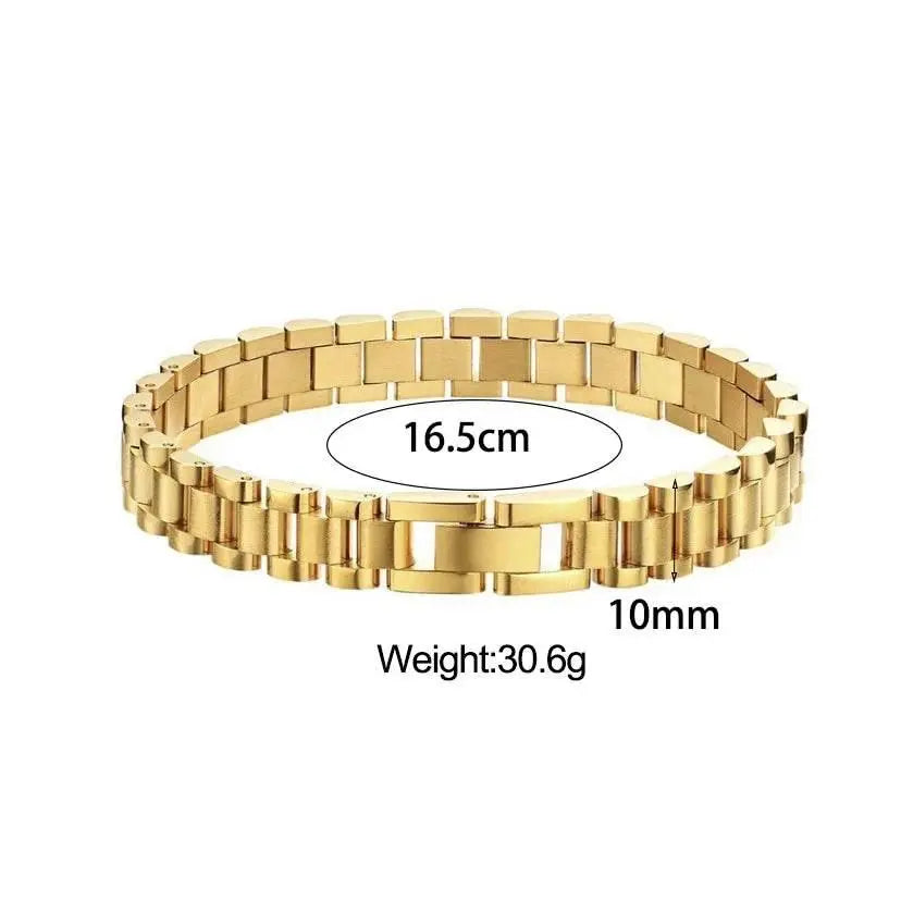 Miniamlist Men Bracelet Gold Jewelry Street Style Stainless Steel 316L 18k Gold Plated Cuban Chain Bracelets For Women - ACHETE LTD