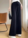 Wide Leg Pants For Women Fashion Leisure Loose High Waist Elastic Solid Color Knitting Trousers Autumn/Winter 2024 New Trousers - ACHETE LTD