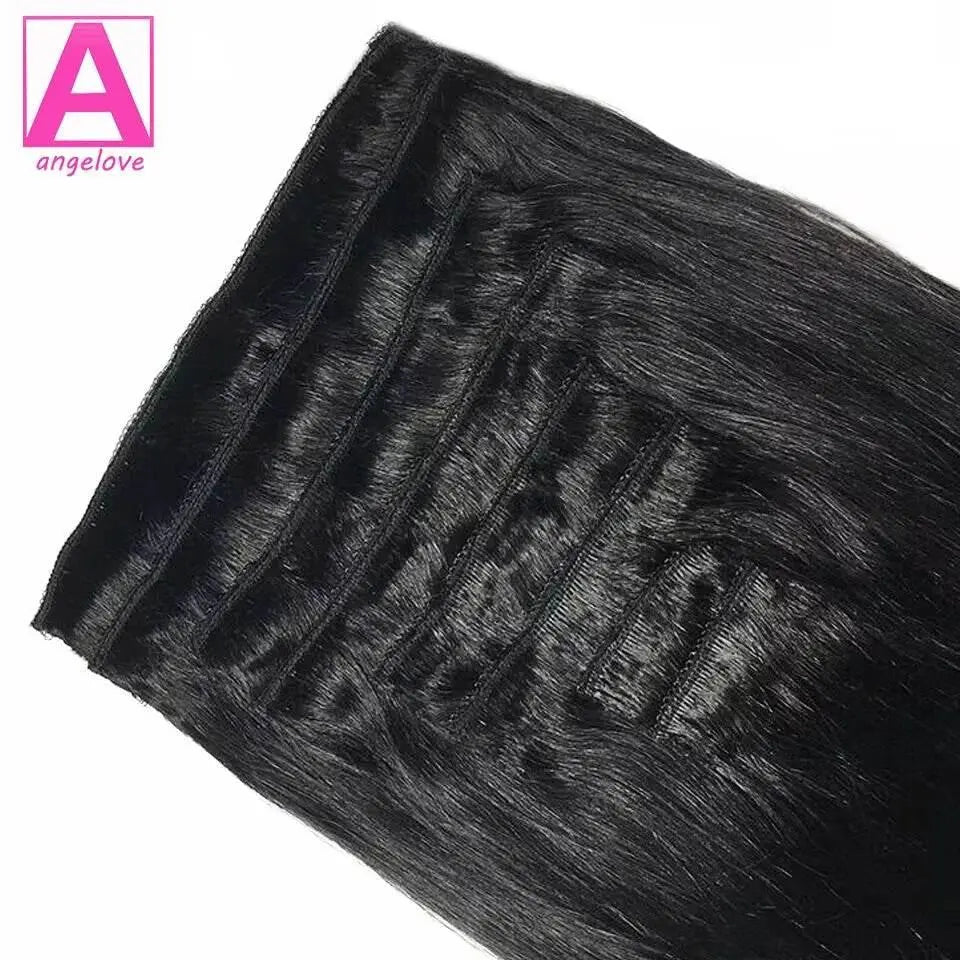 Straight Clip In Hair Extension Human Hair 120g/Set Straight Clip In Extension Full Head Brazilian Clip Hair Extension for Women - ACHETE LTD