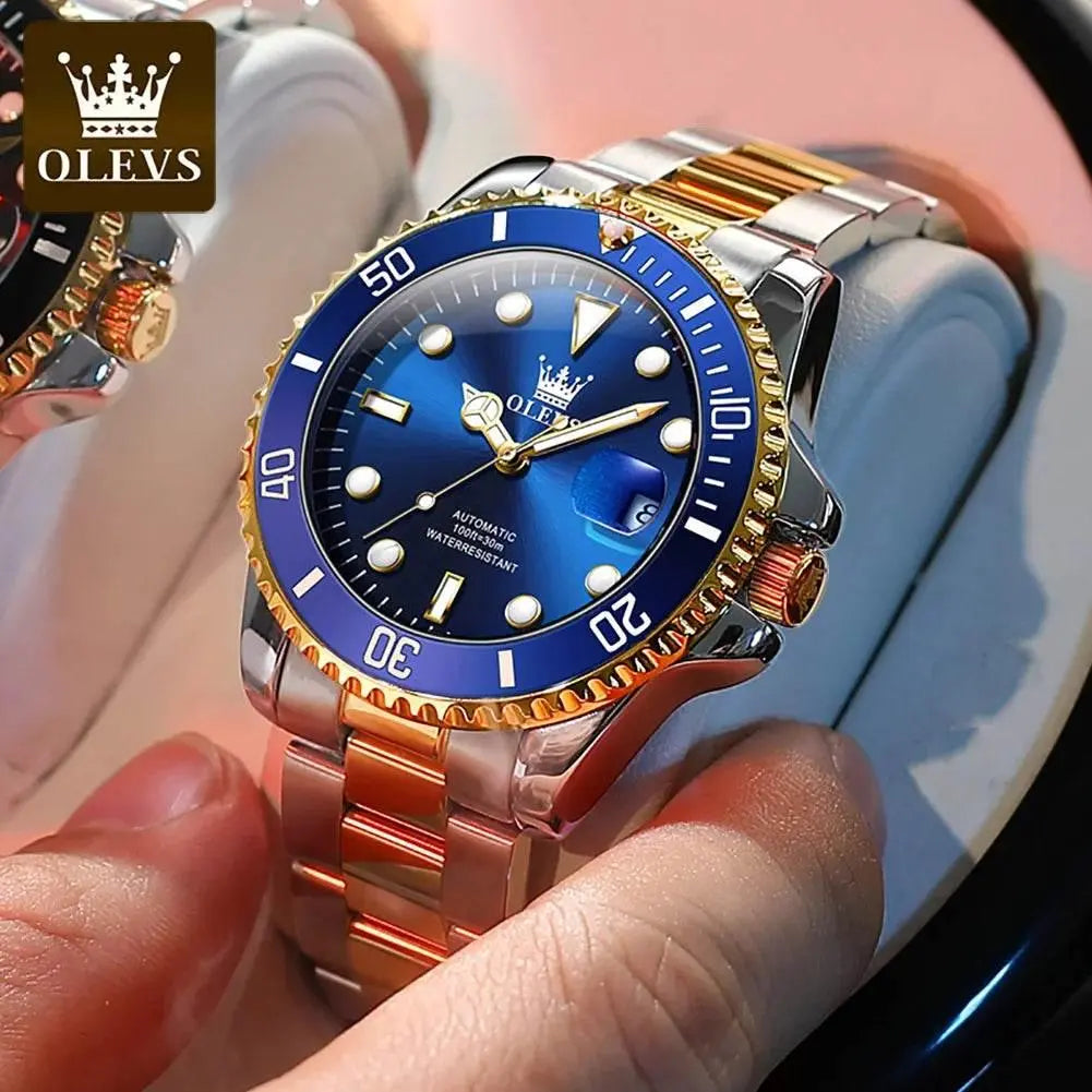 OLEVS Men Automatic Watch Luxury Diving Watch Waterproof Luminous Stainless steel Business Mechanical Watch for Men reloj hombre - ACHETE LTD