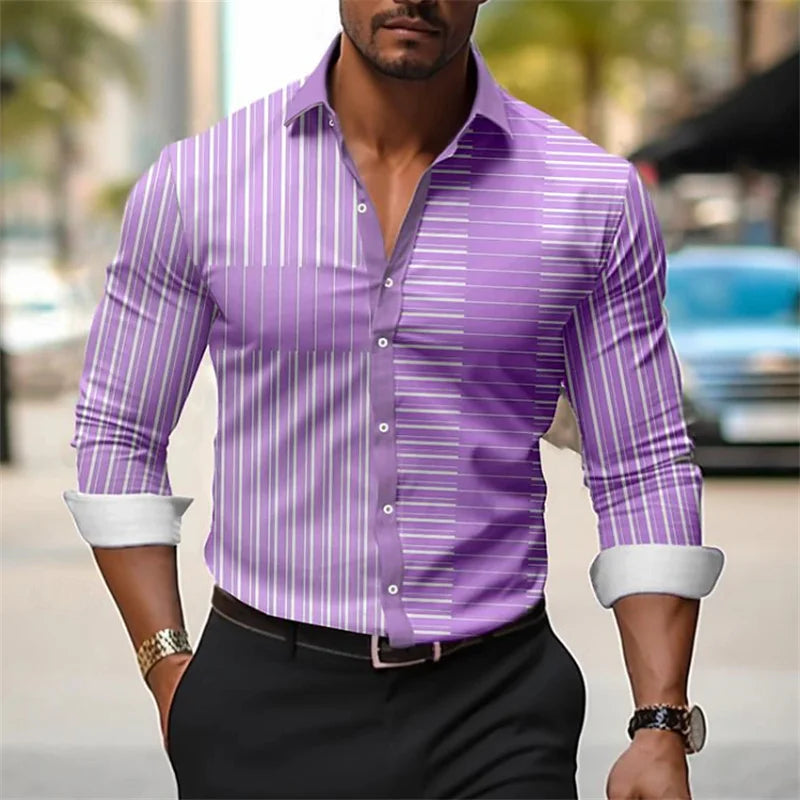 Men's 3D Printed Button-Up Shirt - Perfect for Spring & Summer, Ideal for Business & Casual Wear