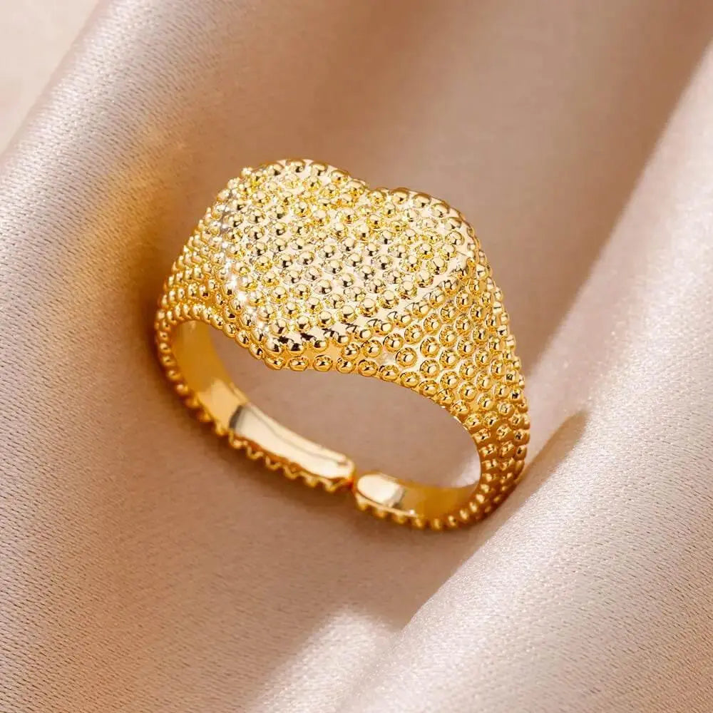 Stainless Steel Rings for Women Jewelry Summer Accessories Simple Vintage Gold Color Adjustable Aesthetic Gothic Snake Wide Ring - ACHETE LTD