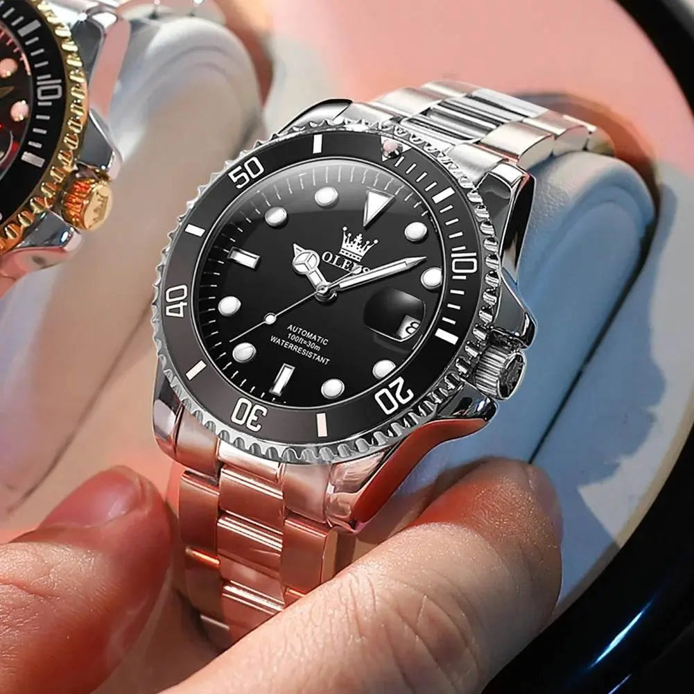 OLEVS Men Automatic Watch Luxury Diving Watch Waterproof Luminous Stainless steel Business Mechanical Watch for Men reloj hombre - ACHETE LTD
