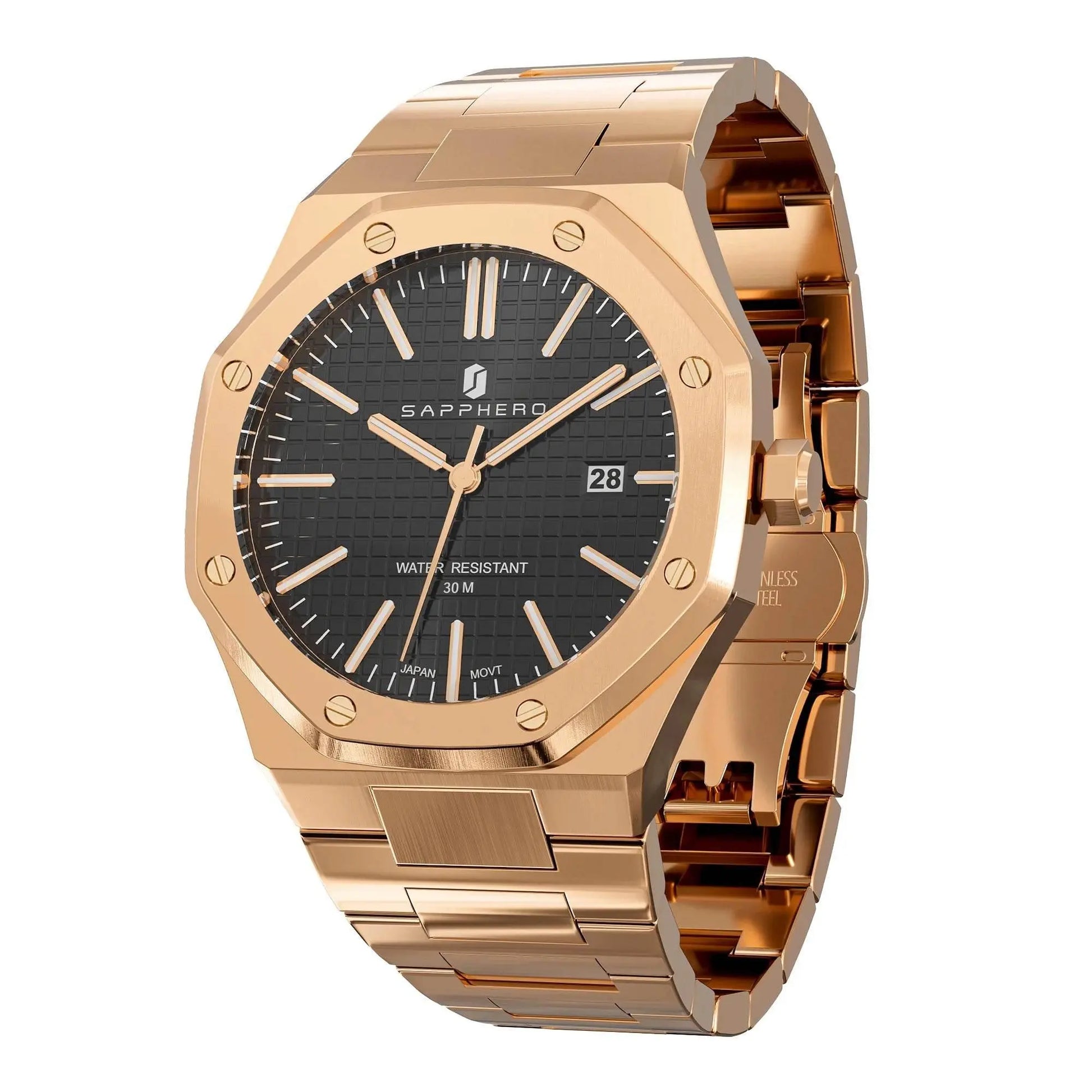 SAPPHERO Men's Watches Luxury Brands Stainless Steel Watches For Men Waterproof Clock Quartz Watches Men's Gifts Wristwatch - ACHETE LTD