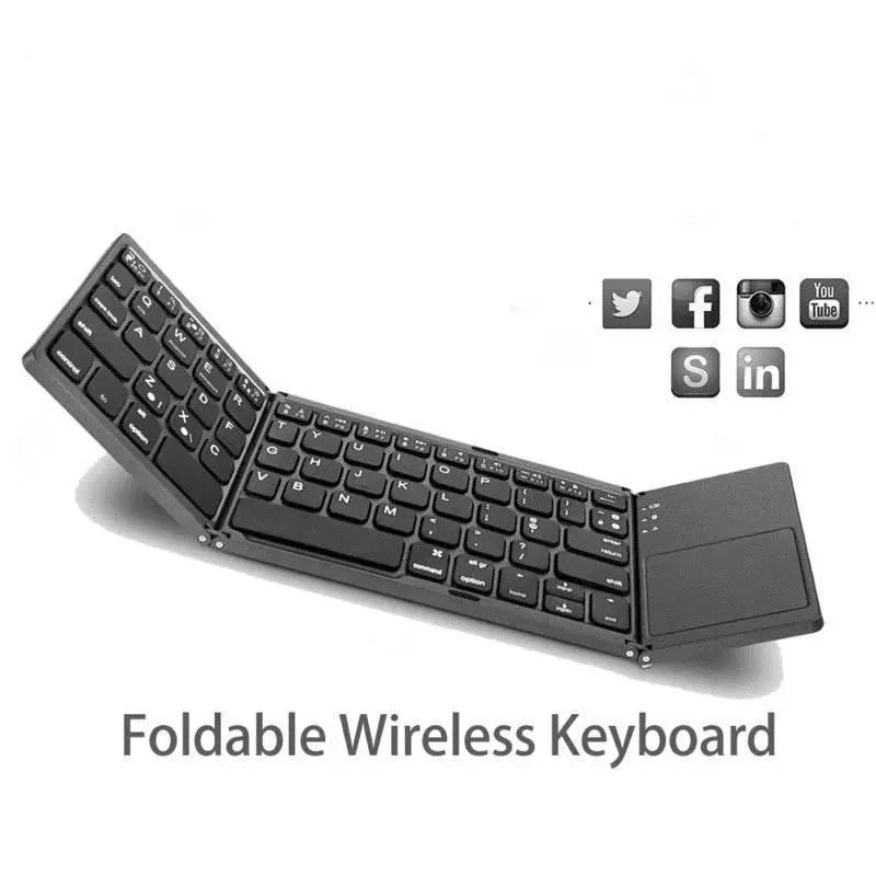 Foldable Wireless Keyboard Ultra Slim Touchpad Bluetooth Keyboard Rechargeable Folding Keyboard for Tablet Laptop - ACHETE LTD
