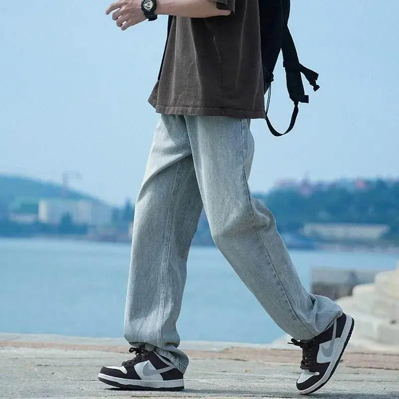 High Street Washed Jeans Men's Thin Loose Wide Leg Trousers Spring And Autumn Men's Casual Straight Pants Pantalon Homme Jean - ACHETE LTD
