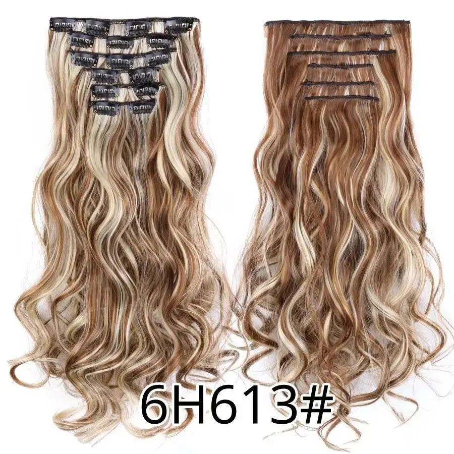 Leeons Synthetic Hair Curly Clip In Wig Extension 16 Clips In Hair Extension Hair Pieces Fake Hair Extension Synthetic 49 Colors - ACHETE LTD
