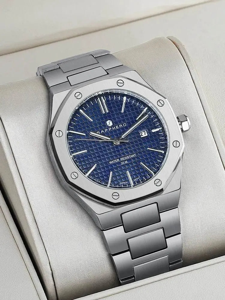 SAPPHERO Men's Watches Luxury Brands Stainless Steel Watches For Men Waterproof Clock Quartz Watches Men's Gifts Wristwatch - ACHETE LTD