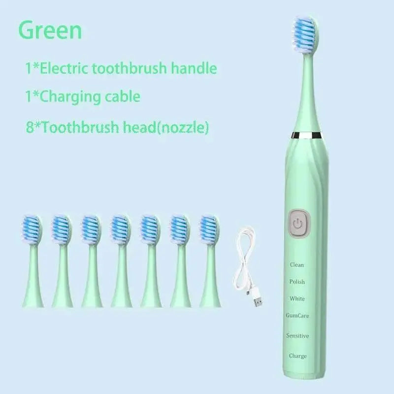 Sonic Electric Toothbrush Cleaning Brush For Adult Automatic Rechargeable Soft Hair Waterproof Ultrasonic Tooth Brush 4 heads - ACHETE LTD